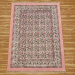 Pink Floral Rug Oriental Blocks Cotton area Rug