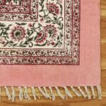 Pink Floral Rug Oriental Blocks Cotton area Rug