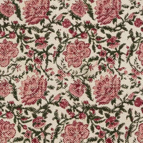 Pink Floral Rug Oriental Blocks Cotton Area Rug - Image 6