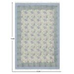 Floral Hand Block Printed cotton area Rug