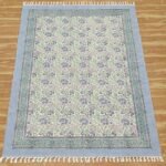 Floral Hand Block Printed cotton area Rug
