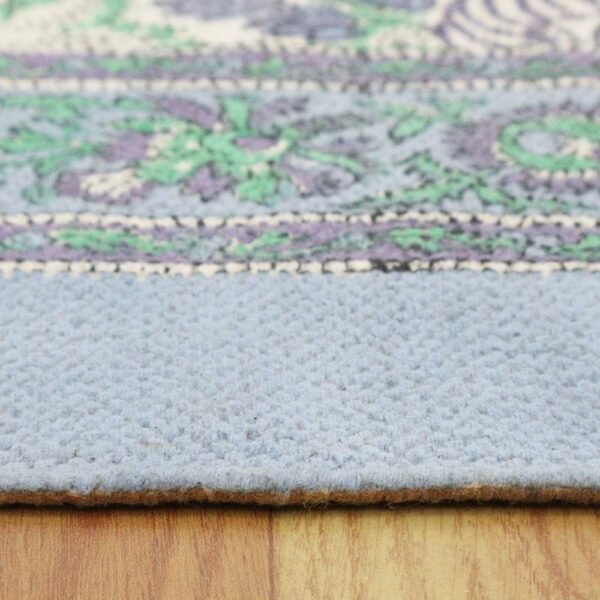 Floral Hand Block Printed Cotton Area Rug - Image 7