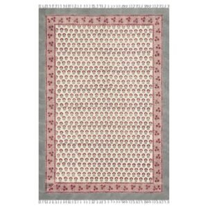 Multicolor Floral Rug Cotton Block Printed Rug