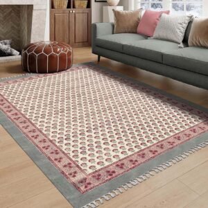 Multicolor Floral Rug Cotton Block Printed Rug