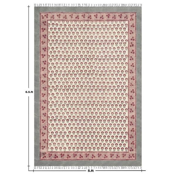 Multicolor Floral Rug Cotton Block Printed Rug - Image 3