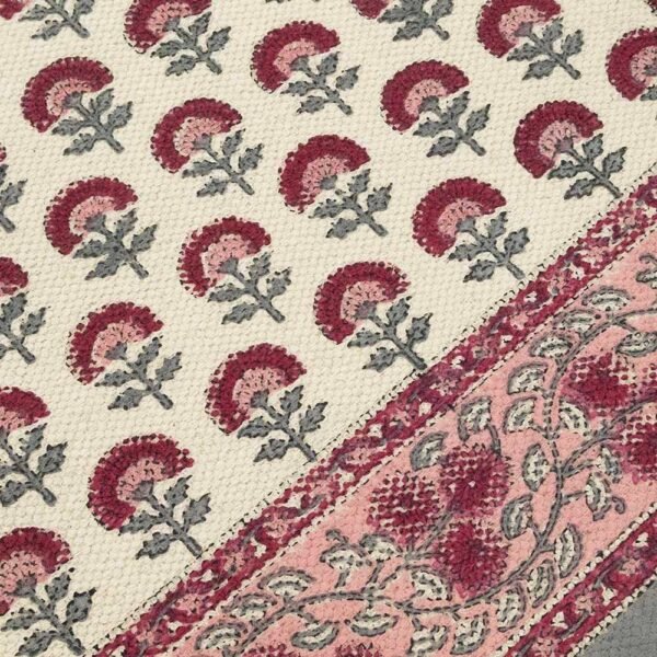 Multicolor Floral Rug Cotton Block Printed Rug - Image 6