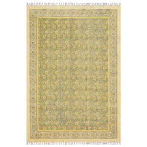 Yellow Oriental Rugs Cotton Floral Printed Rug