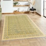 Yellow Oriental Rugs Cotton Floral Printed Rug