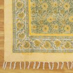 Yellow Oriental Rugs Cotton Floral Printed Rug
