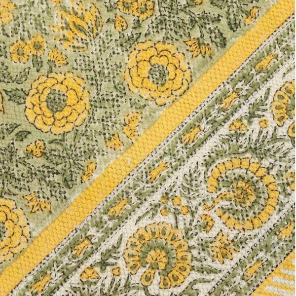 Yellow Oriental Rugs Cotton Floral Printed Rug - Image 6