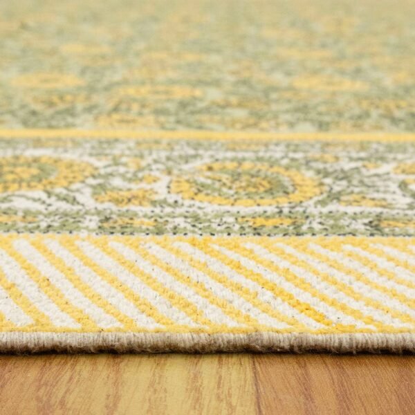 Yellow Oriental Rugs Cotton Floral Printed Rug - Image 7