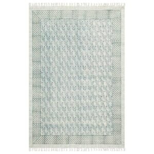 Gray Floral Area Rug Hand Block Cotton Rug