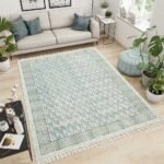 Gray Floral Area Rug Hand Block Cotton Rug