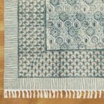 Gray Floral Area Rug Hand Block Cotton Rug