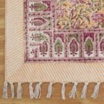 Hand Block Floral Pink Rug Cotton Living Area Rug