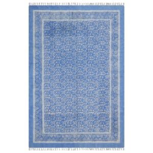 Blue Floral Rug Hand Block Cotton Rug
