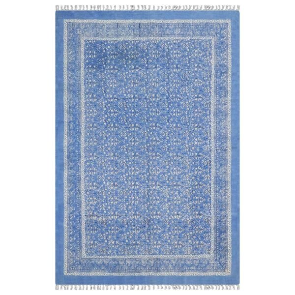 Blue Floral Rug Hand Block Cotton Rug