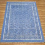 Blue Floral Rug Hand Block Cotton Rug