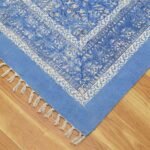 Blue Floral Rug Hand Block Cotton Rug