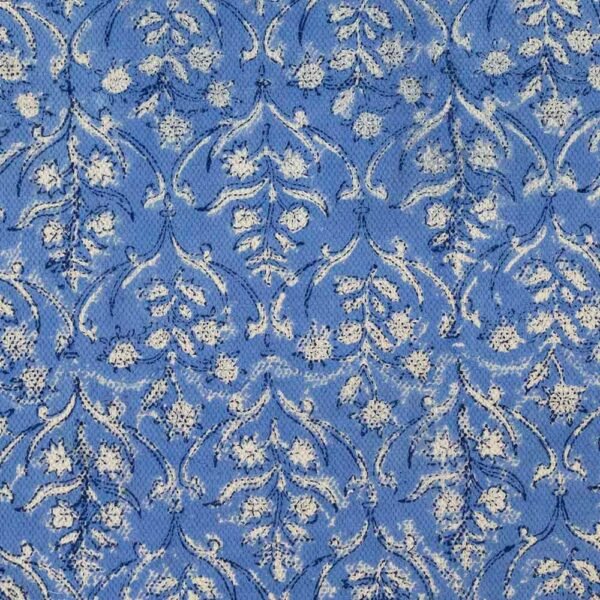 Blue Floral Rug Hand Block Cotton Rug - Image 6