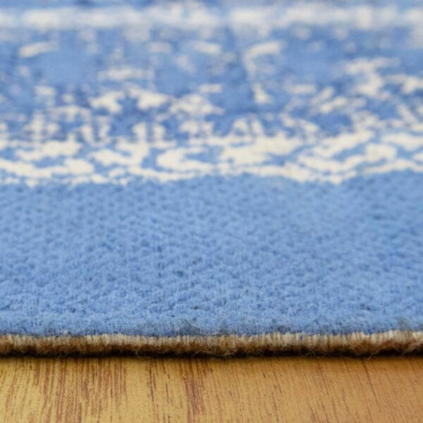 Blue Floral Rug Hand Block Cotton Rug - Image 7
