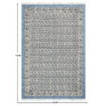 Sky Blue Cotton Handmade Blocks Printed Rug